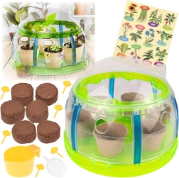 Bio-Set für kleine Gärtner – Mini-Gewächshaus mit Werkzeugen und Saatgut zum Pflanzenanbau