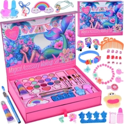 Großes Meerjungfrau Beauty-Set Lidschatten Nagellacke Haarspangen Haargummis