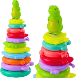 Lern-Steckpyramide mit Dinosaurier, 12 Teile und Aufkleber