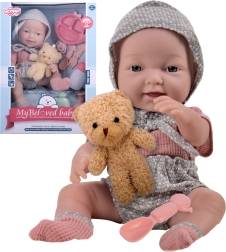 Babypuppe 36 cm mit Outfit, Teddybär und Fütterungszubehör WOOPIE ROYAL