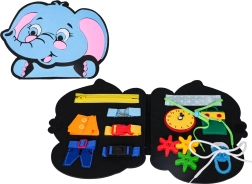 Multifunktionales Motorik-Busyboard Elefant aus Filz