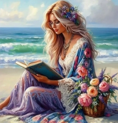 Diamantmalerei Mädchen mit Buch 30x40 cm