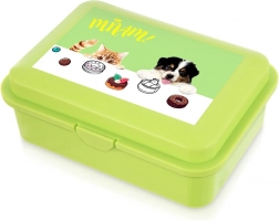 Grüne Frühstücksbox mit Hund und Katze 750 ml
