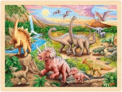 Goki Holzpuzzle Dinosaurierpfad, 96 Teile