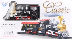 Klassische Zugbahn mit rauchender Lokomotive