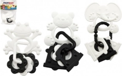 Beißring Tiere mit Anhängern, schwarz-weiß, 9 cm