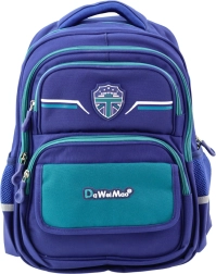 Schulrucksack für Kinder mit Brustgurt in Dunkelblau und Grün