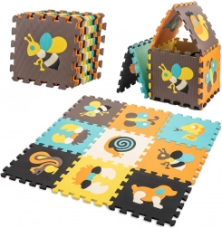 Schaumstoff-Lernmatte Puzzle Tiere 85 × 85 cm, 9 Teile