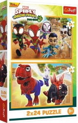 Puzzle 2×24 SPIDEY und Dinosaurier Trefl