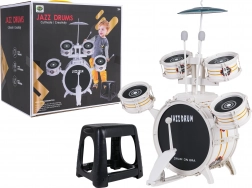 Weißes Kinder-Schlagzeug mit Hocker