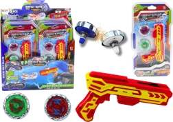 Abschusspistole mit 2 Metallkreiseln mit Lichteffekten – Rot