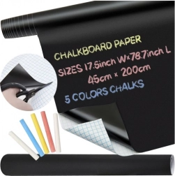 selbstklebende XXL-Kreidetafel 45 × 200 cm mit Kreiden