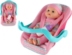Puppe Baby 30 cm mit Trage/Autositz und Fläschchen