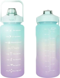 Sport-Wasserflasche mit Trinkhalm und Motivationsskala, 2 l