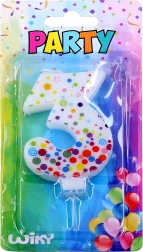 Partykerze Zahl 3 mit Punkten