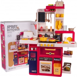 Interaktive Kinderküche mit Dampf, Licht und Sound, 80 Teile – Rot