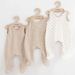 Baby-Strampler New Baby Classic II Uni, 3 Stk., beige, Größe 74 (6–9 Monate)