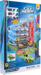 Mehrstöckiges Parkhaus mit Aufzug und Spielmatte + 6 Autos