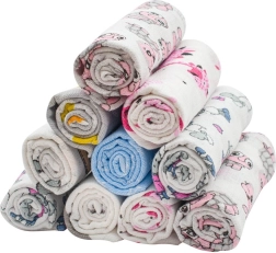 Baumwollwindeln mit Druck New Baby 60 × 80 cm – Packung mit 10 Stück