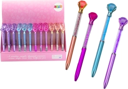 Kugelschreiber mit „Diamant“, blaue Mine 0,7 mm, Farben-Mix