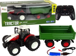 Ferngesteuerter Traktor mit Anhänger 1:24 – rot und grün