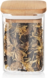Glasdose für trockene Lebensmittel 200 ml mit Bambusdeckel und Dichtung