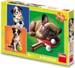 Puzzle Hundesportler 3×55 Teile