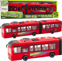 Gelenkbus 1:16 mit Licht, Sound und öffnenden Türen – rot