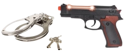 Polizeipistole mit Handschellen