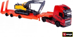 Bburago Lkw Volvo FH16 Globetrotter mit Bagger Volvo EC220E 1:43