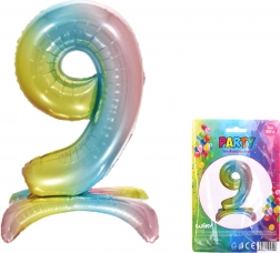 Ballon Zahl 9 Regenbogen 80 cm