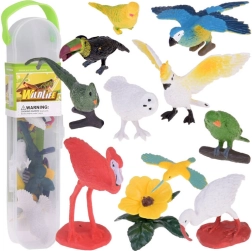 Set bunter Figuren exotischer Vögel, 10 Stk.