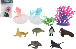 Set aus Meerestieren und Korallen