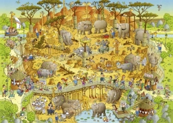HEYE Puzzle Verrückter ZOO: Afrikanische Ausstellung 1000 Teile