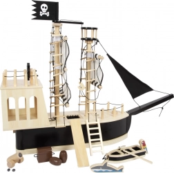 Holz-Piratenschiff SMALL FOOT mit Zubehör und funktionsfähiger Kanone