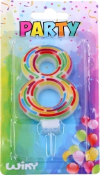 Party-Tortenkerze Zahl 8 mit Halter
