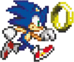 Jixelz Remix Kunststoff-Pixel-Art-Puzzle Sonic und goldener Ring