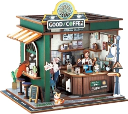 3D-Holzbausatz Café mit Lichteffekten 14,5 × 16 × 15,8 cm