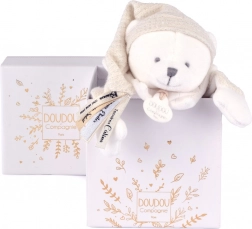 Doudou Geschenkset – Plüsch-Schnuffeltuch Bär mit Mützchen, beige 25 cm