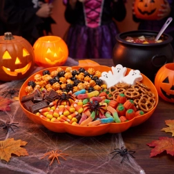 Halloween-Servierschüssel in Kürbisform, orange