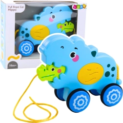 Interaktives Nilpferd an einer Schnur mit blauem Klang