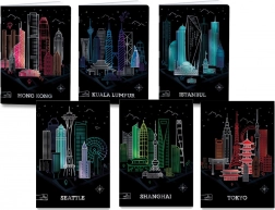 Schulheft A4 Premium Metallic mit Stadtmotiven