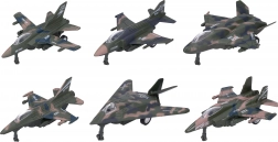 Metall-Kunststoff-Jagdflugzeug 12 cm mit Rückzug, Mix von 6 Stück im Display-Box