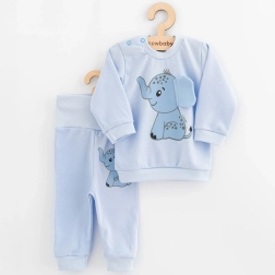 Baby-Set T-Shirt und Jogginghose NEW BABY Happy Elephant blau 62 (3–6 Monate)
