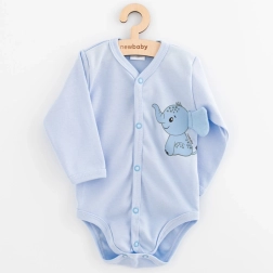Baby-Body mit langen Ärmeln New Baby Happy Elephant, blau