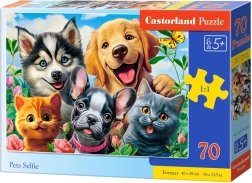 Puzzle 70 Teile Hund und Katze Selfie