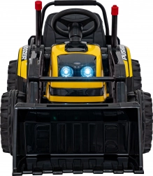 Elektrischer Kinder-Bulldozer mit Schaufel, 12 V, Fernsteuerung, sanftes Anfahren, FM‑Radio und LED – gelb