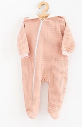 Baby-Musselin-Overall mit Kapuze NEW BABY Comfort rosa, Gr. 74 (6–9 Monate)