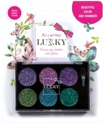 Lukky cremige Lidschatten mit Glitzer und Pinsel, 6 Farben