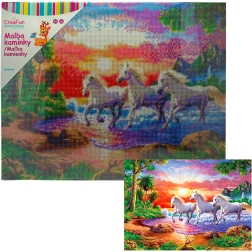 Diamantmalerei – Pferde bei Sonnenuntergang 40 × 50 cm